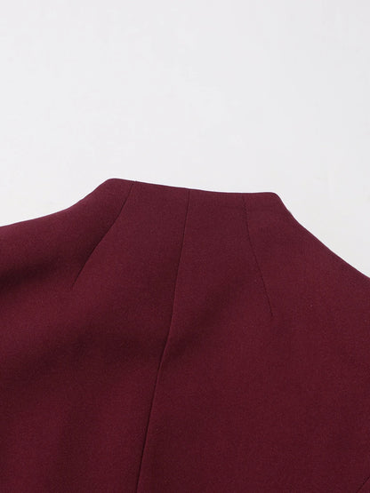 TWOTWINSTYLE Solid Two Piece Set For Women Stand Collar Long Sleeve Tops High Waist Spliced Button Long Pants Fashion Set Female