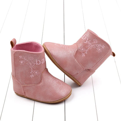 Baby Boots Made Of Soft PU and High-quality Cotton 2024 New Autumn and Winter Short Boots With Rubber Soles and Anti Slip Baby