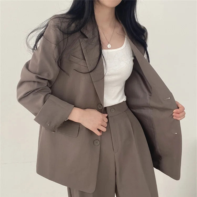 Fall Fashion Long Sleeve Blazer Mujer Pant Sets Blazers Women 2025 Casual Women's 2 Piece Outfit Set Suits Outwear
