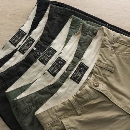 DAILOU  Workwear Pants, Summer Texture, Washed Shorts,  Japanese Style Solid Color Trend, Versatile Slim Fit Capris