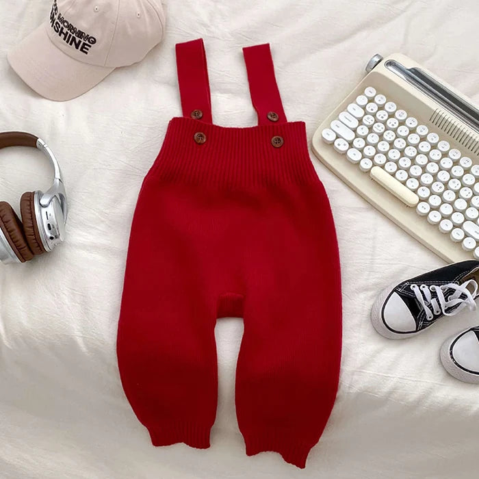 2025 New Autumn Infant Baby Knitted Jumpsuit Overalls Toddler Baby Boys Girl Trousers Knitted Solid Color Newborn Baby Pants