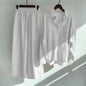 Spring Summer Women's Two Piece Casual Long Sleeve Shirt Women's Suit Fashion Button Casual Female Wide Leg Pants 2 Piece Sets