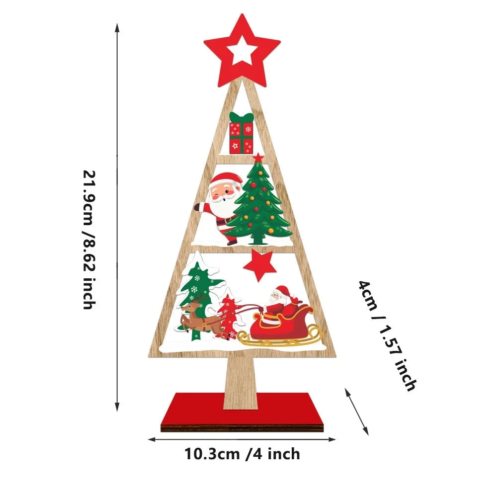 Holiday Wooden Decoration Compact Wooden Christmas Tree Wooden Tabletop Christmas Tree Christmas Party Ornament For Shelf Table