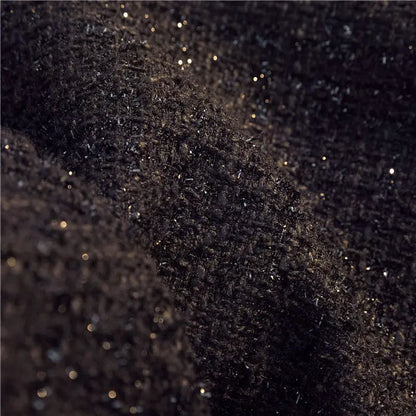 Black White Tweed Long Skirts Women Autumn Winter New Bright Silk Skirt Female Vintage High Waist A-line Wrap Skirt Office Lady