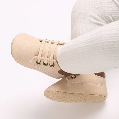 Fashionable 0-18M Boys and Girls' Shoes Classic Solid Color Leather Bottom Anti slip Preschool First Step Casual Sports Shoes