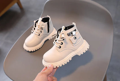 Spring Autumn Children Ankle Boots Classic Simple Black Boots for Girl Fashion Causal Kids Boots for Boys Leather Versatile Soft
