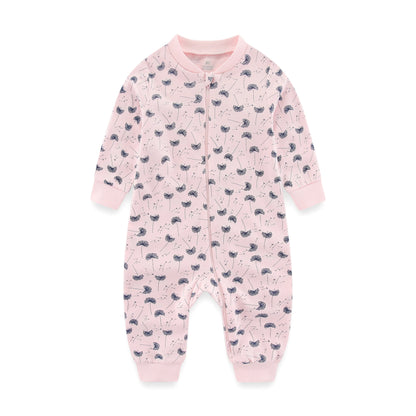 Newborn Baby 2-way Zipper Romper Cotton One-piece suit 0-24 Months Long Sleeve Newborn Baby Pajamas Comfortable Breathable