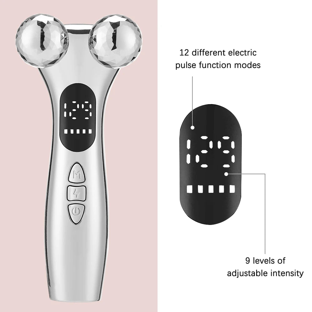 Electric Facial Micro-current Beauty Instrument LED Display Face Lifting Roller Massager Skin Tighten Massage Beauty Devices