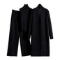 3 Pcs/Set Women Sweater Coat Vest Pants Knitted Turtle Neck Sleeveless Sweater Mid Length Cardigan Fall Winter Two Pieces Set