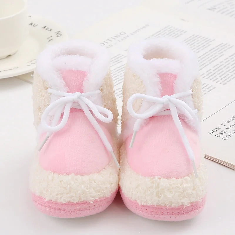 Baywell Baby Boots Newborn Winter Plush Snow Booties for Infant Boys Girls Soft Comfortable Lace Up Warming Shoes