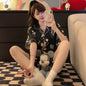 Plus Size Ins Cartoon Pajamas Set Korean Student Summer Internet Celebrity Girl Short Sleeve Shorts Thin Loose Home wear