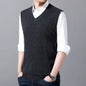 New Men's Autumn High-end Sweater Vest V-neck Warm Knit Sleeveless Men's Clothes Pullover Tops