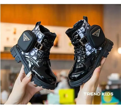 Spring and Autumn Girls Kids Shoes Ankle Boots Fashion British Style Single Boot Soft Sole Versatile Children's  Leather Shoes