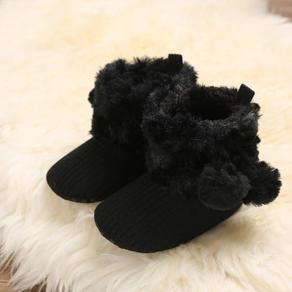 Autumn and Winter Baby Plush Thick Warm Cotton Shoes 0-18 Months Soft Soled Comfortable Non Slip Boots