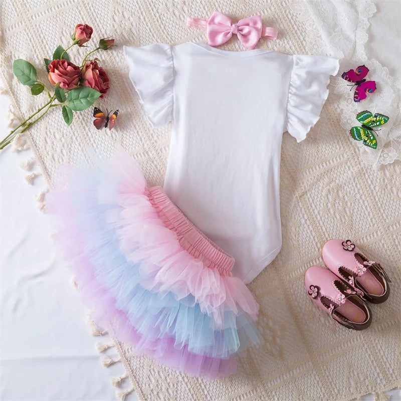 NewBorn Girls 1St Birthday Party Dress Princess 1 Year Old Ceremony Mesh Tutu Vestidos Infant Unicorn Christening Gowns