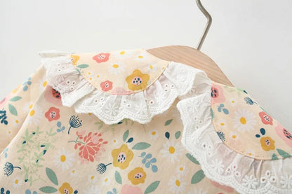 Toddler Girls' baby clothes spring autumn floral dresses costume for 1 2 year old girls baby clothing straight long sleeve dress