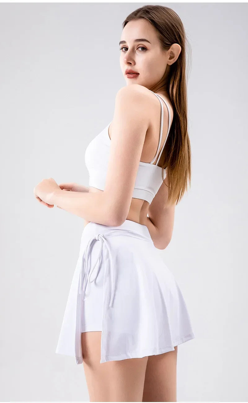 2025 Women Side Slit Sports Skirts Badminton Tennis Workout Skirt Golf Running Skirt Quick Drying Yoga Fitness Skirt Shorts