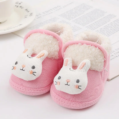 Winter Warm Newborn Baby Boy Girl Boots Cute Bear Soft Toddler Shoes First Walkers Anti-slip Booties Infant Fur Snow Boots 0-18M