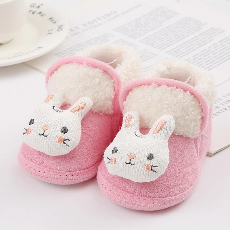 Winter Newborn Baby Boots Shoes Cute Cartoon Boy Girl Toddler Plush Snow Booties Warm Infant Crib Shoes Infant First Walkers