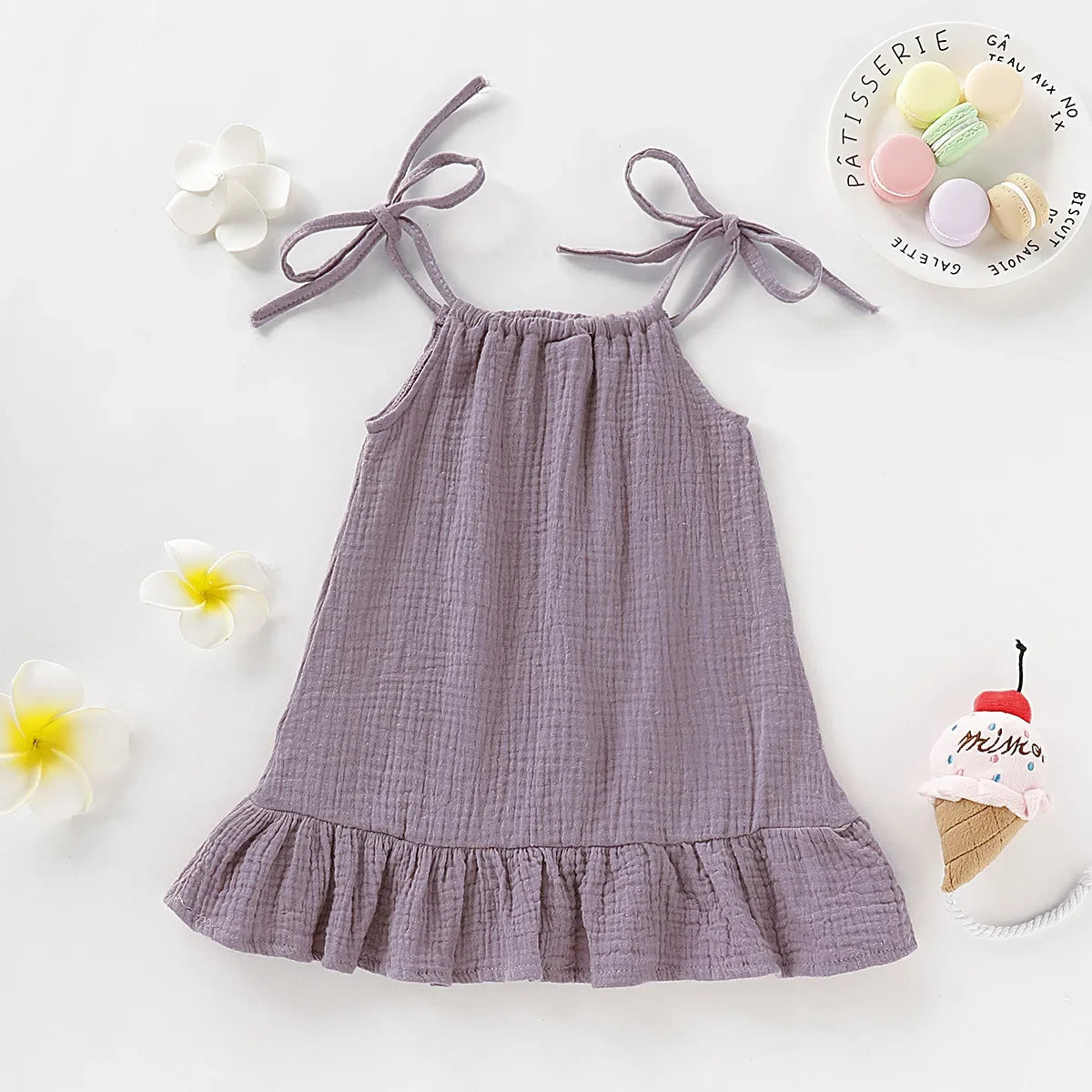 Summer Toddler Baby Girl Sleeveless Ruffles Dress Sarafan Kids Cotton Linen Muslin Slip Dresses Clothing