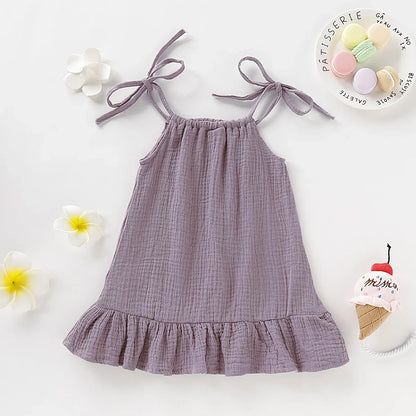 Summer Toddler Baby Girl Sleeveless Ruffles Dress Sarafan Kids Cotton Linen Muslin Slip Dresses Clothing