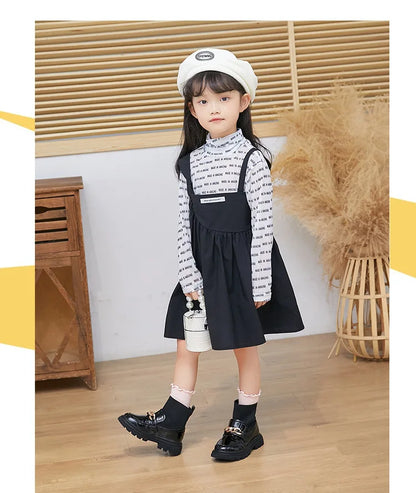Girls Leather Boots Metal Chains Flying Woven Stitching Princess Boots Kids Leather Soft Sole Boots Children Socks Boots Fashion