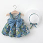 2025 Girls Cute Summer Sleeveless Dress Girl 2Pieces Sets Short Pants + Dress Set Stripe Patten for Baby 6-24M