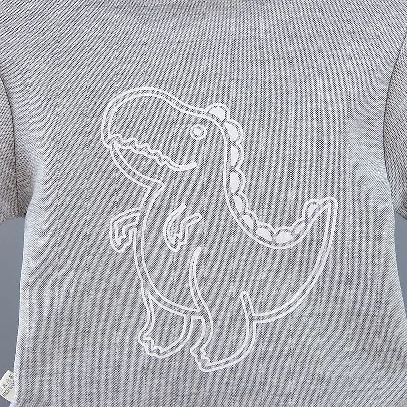 Summer Outfits for Baby Boys 9 to 12 Months Dinosaur Printed Turn-down Collar T-shirts Tops and Shorts 2PCS Infant Clothing Sets