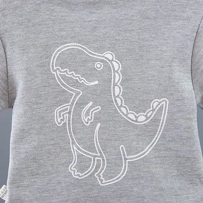 Summer Outfits for Baby Boys 9 to 12 Months Dinosaur Printed Turn-down Collar T-shirts Tops and Shorts 2PCS Infant Clothing Sets