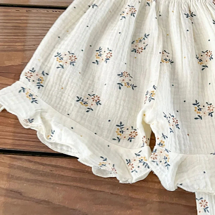 Korean Style Children Clothing Set Short Sleeved Cotton Printed T-Shirt+ Shorts Newborn Baby Girls Clothing Suit For Summer