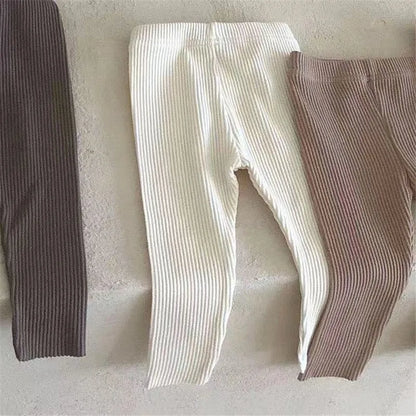 New Baby Cotton Ribbed Leggings Solid Cotton Infant Stretch Pants Soft Comfortable Toddler Pants Kids Boys Girls Trousers