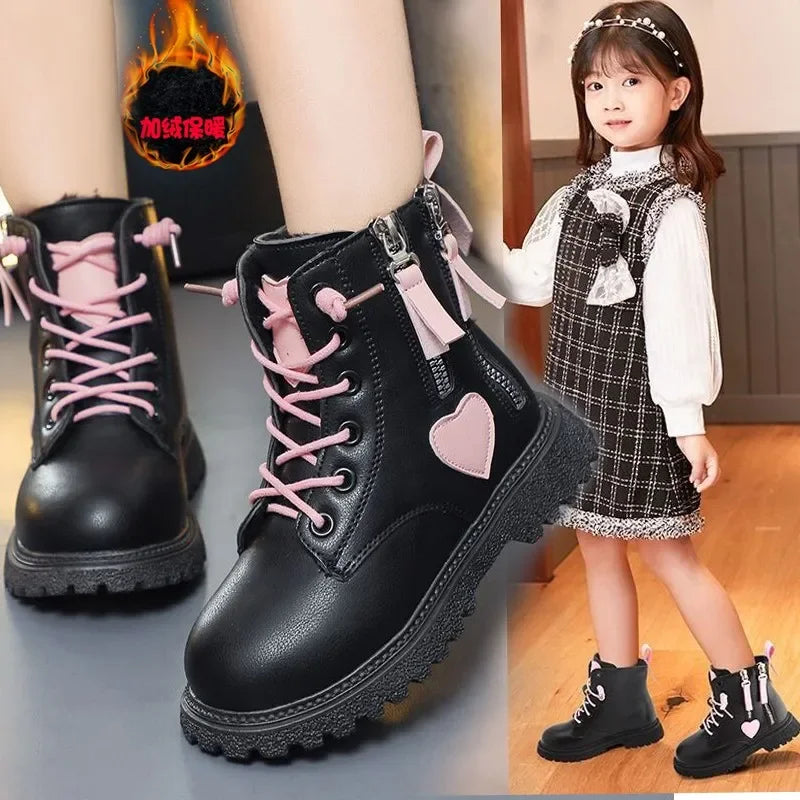 Girls Ankle Boots 2025 New Autumn and Winter Fashion Double Zip Beautiful Princess Non-slip Performance Boots for Catwalk Casual