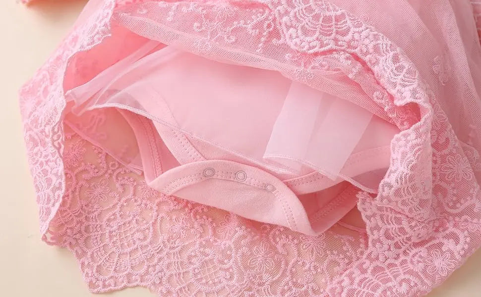 New Born Baby Girl Dress Clothes Christening Dress Classic Infant Baptism Wedding Tulle Dress for Spring Summer 0 3 6 Months