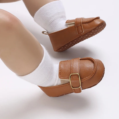 Newborn Baptist Shoes New Leather Gentleman Shoes Anti-slip Soft Bottom Indoor Baby Boys and Girls Casual Shoes Walking Shoes