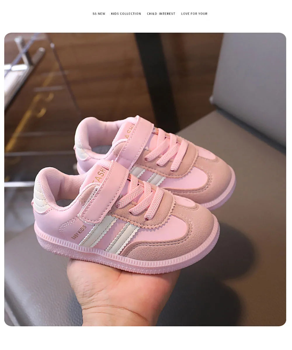 PU Leather Sport Shoes For Children Soft-soled Waterproof Girl's Sneakers Ergonomics Anti-slippery Toddler Shoes For Kids