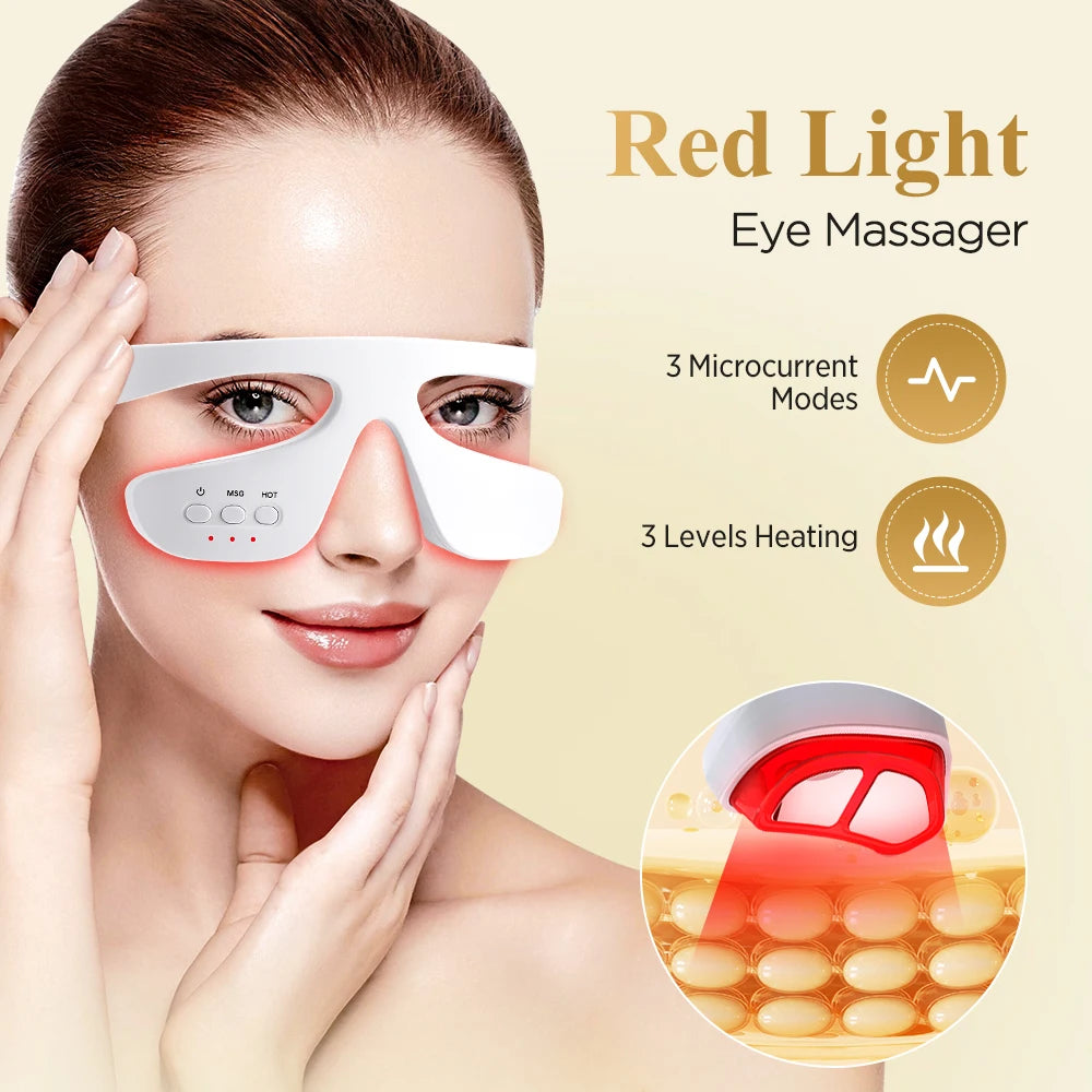 Electric 3D Eye Beauty Device with 3 Modes - Eye Vibrator Massage & 36 LED Light Therapy for Gentle Fatigue Relief And Dark Circ