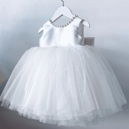 Toddler Baby Girls Summer Big Bow Baptism Dresses for Birthday Party Wedding Dress Children Costumes Princess Fluffy Prom Gown