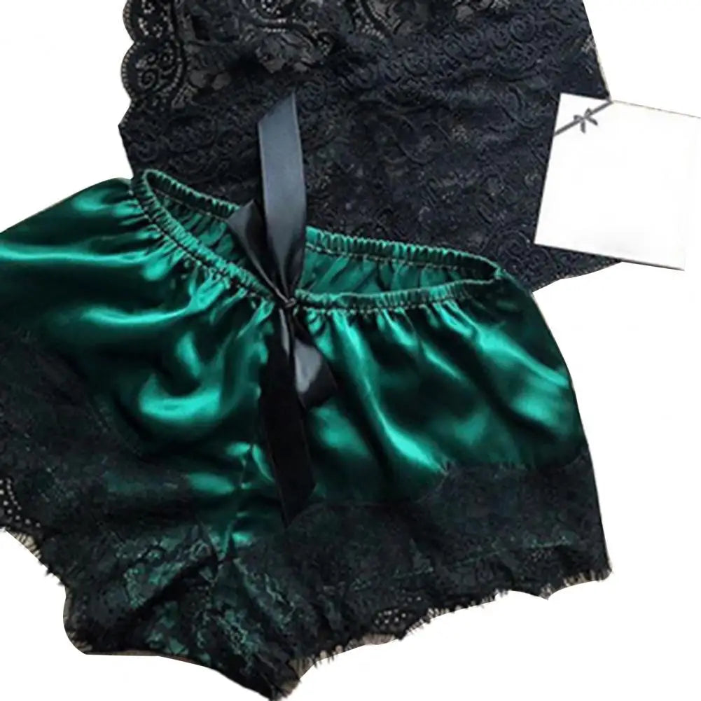 Sexy Lace Pajama Set Women Tube Top Bra Short Pants Pajamas Set Summer Sleepwear Short Lingerie Female Night Wear Sleep Lounge