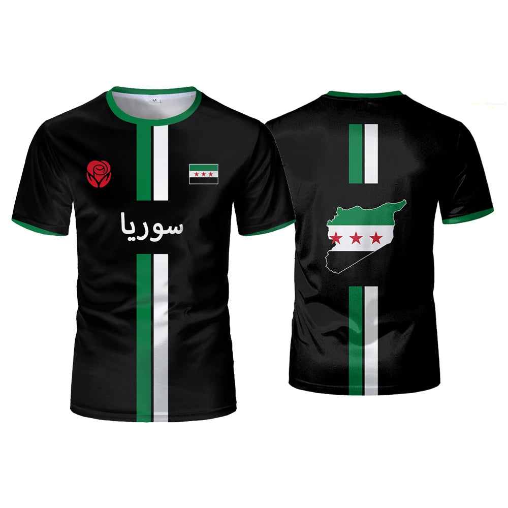 New Syria Football Jersey Men's Sports T-shirts Syrian Flag Street Oversized Tops Unisex Casual Graphic T-shirts Men's Gifts