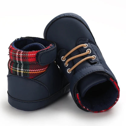 Lucky Blue Newborn Infant Toddler Boy Girl Casual Breathable Soft Cloth Bottom  Anti-slip PU Leather First Walkers Canvas Shoes