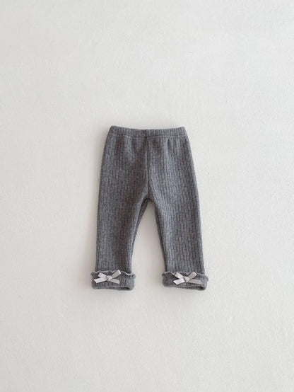 2025 Winter New Baby Plus Velvet Thick Leggings Cotton Girls Cute Bow Warm Trousers Infant Fleece Casual Pants Toddler Clothes