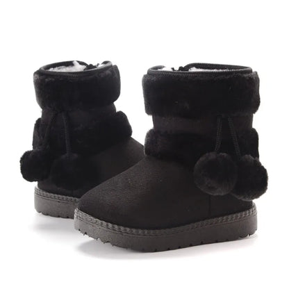 New Girls Snow Boots Winter Comfortable Thick Warm Kids Boots Lobbing Ball Thick Children Autumn Cute Boys Boots Princess Shoes