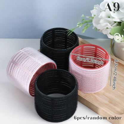 6pcs Hair Rollers Heatless Hair Curlers No Heat Hair Bangs Volume Self-adhesive Hook Curlers DIY Styling Tools & Accessories