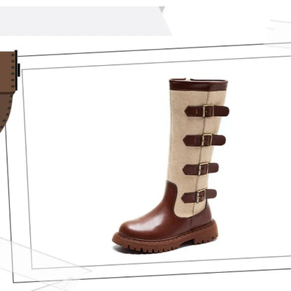 Children High Boots for Girls 2025 Autumn Winter New Fashion and Comfortable British Style Casual Versatile Trendy Leather Shoes