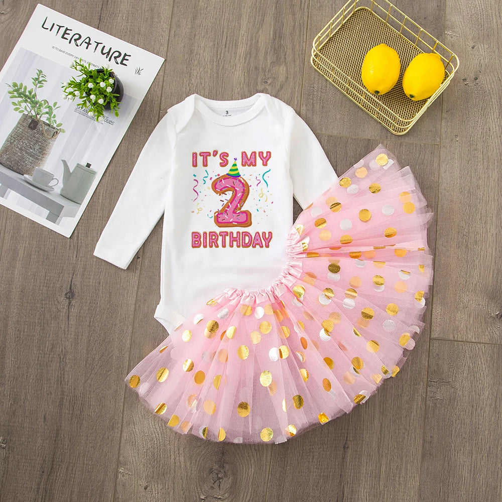 Baby Girl's 1st Birthday Outfit Birthday Girls Dress Set Newborn Infant Baby Girls 1st Birthday Dress Birthday Party Costume