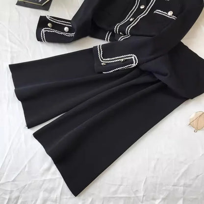 Women Casual Knitted 2 Pieces Sets Korean Cropped Knitwear Sweater Cardigan Tops Conjuntos High Waist Ankle Length Pants Suits