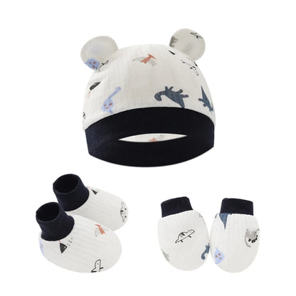 Baby Anti Scratching Cotton Gloves Hat Foot Cover Set Socks Kit Accessory for Newborn Baby Girls Boys Baby Shower