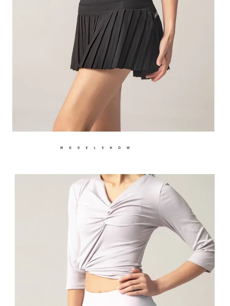 Women Tennis Skirt High Waisted Pleated Running Yoga Skirt Tennis Shorts Breathable Pleated Volleyball Shorts Hiking Shorts