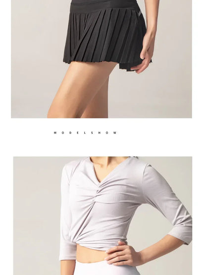 Women Tennis Skirt High Waisted Pleated Running Yoga Skirt Tennis Shorts Breathable Pleated Volleyball Shorts Hiking Shorts