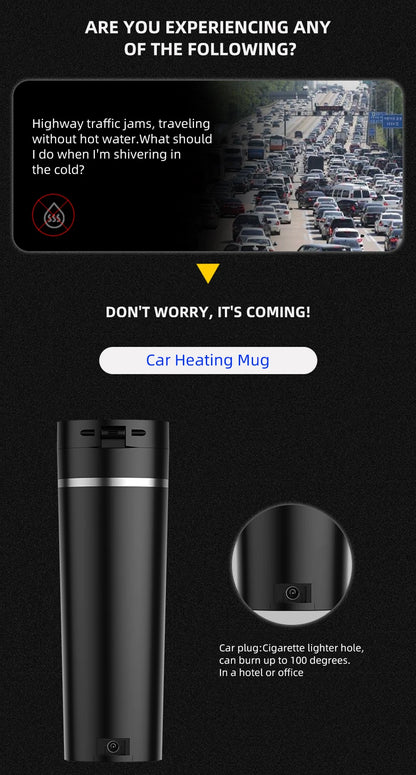 450ml Smart Car Heated Mug 12V24V Pop-up Lid Touch Screen Temperature Control Stainless Steel Portable Travel Thermal Coffee Mug